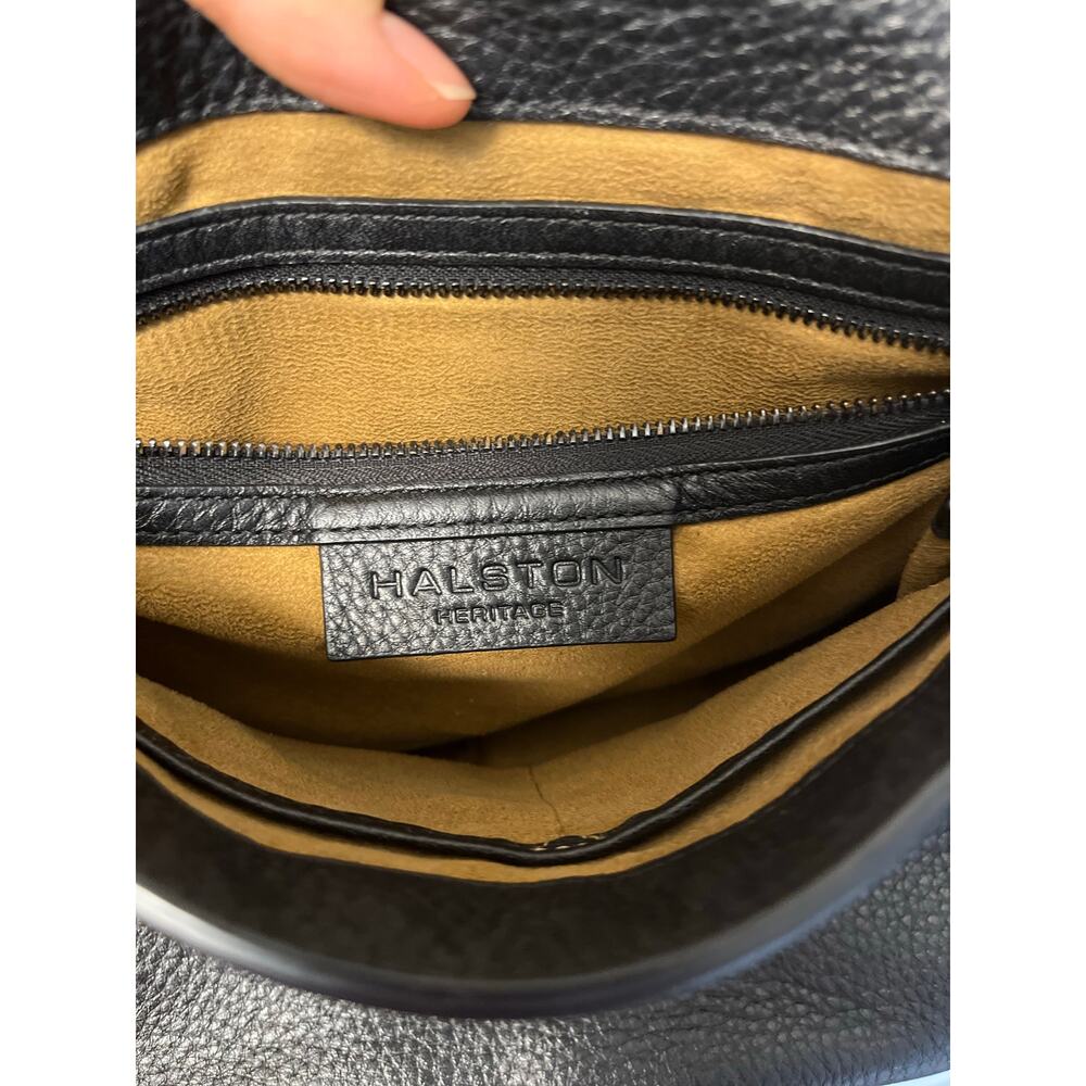 Halston Heritage Black Leather Mini Backpack Suede Lined Minimalist Quiet Luxury - Picture 7 of 8